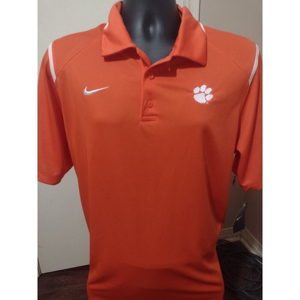 New Nike Polo Shirt Mens Large L Orange Clemson Tigers Short Sleeve Dri-Fit NWT